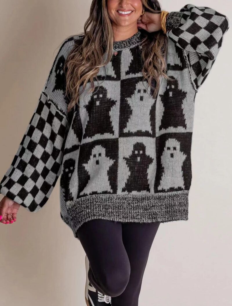 Oversized Halloween Pumpkin Knit Sweater - Image 8