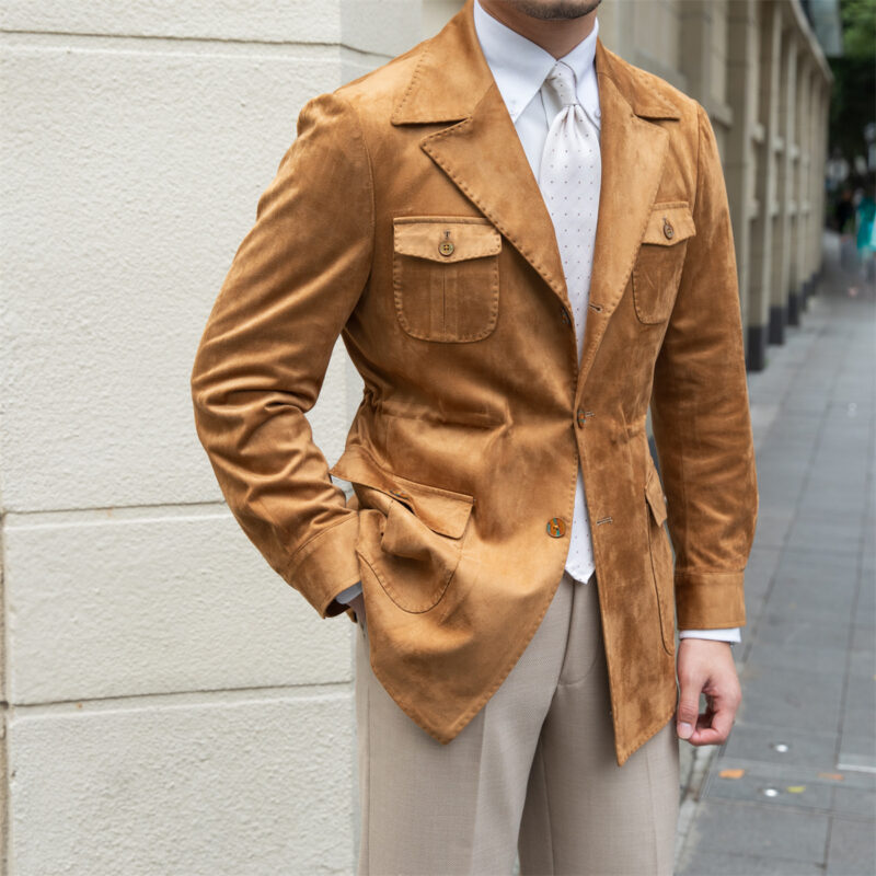 Suede Safari Jacket With Slim Fit - Image 3