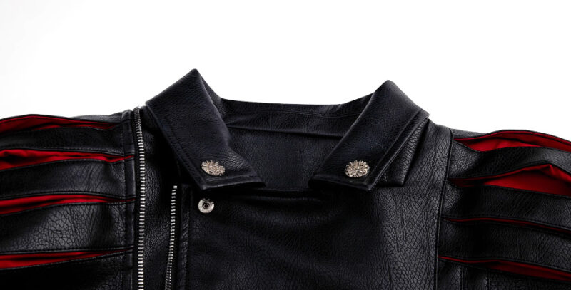 Niche Deconstruction Backbone Pleated Design Sense Short Leather Jacket - Image 3