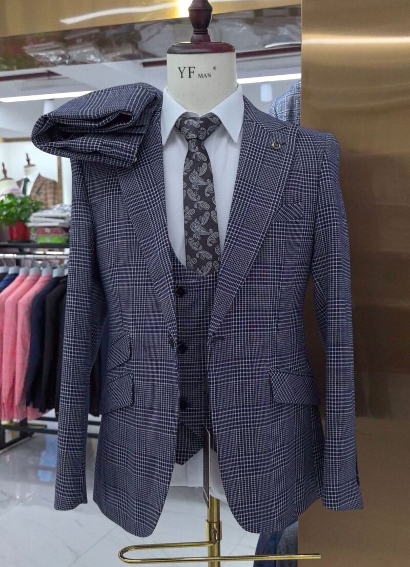 Men's Plaid Wedding Casual Host Suit 3-piece Set - Image 2