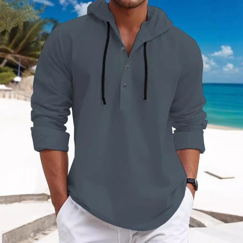 Fashion Men's Pearl Cotton Long-sleeved Hooded Sweater - Image 9