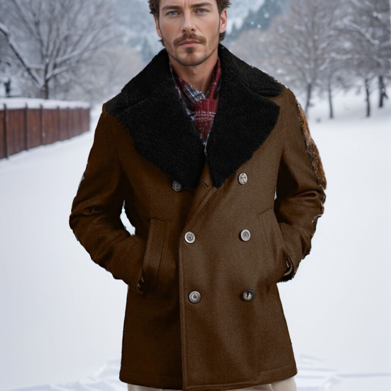 Men's woolen coat with double breasted cotton cashmere jacket - Image 6