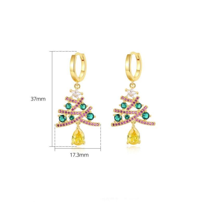 Sparkling Christmas Tree Drop Earrings - Image 6