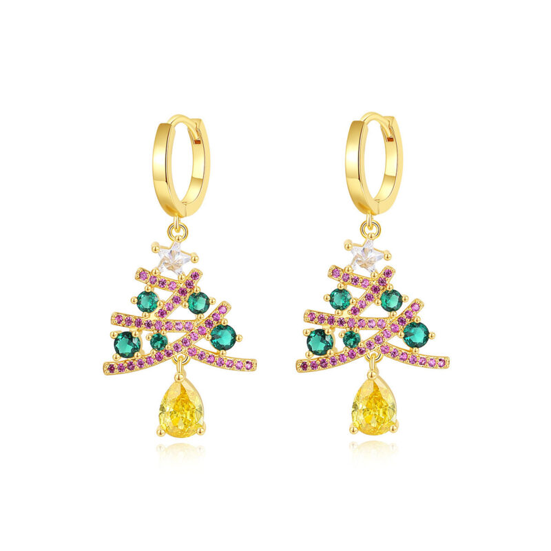 Sparkling Christmas Tree Drop Earrings - Image 4