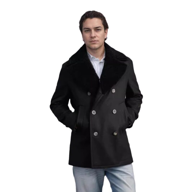 Men's woolen coat with double breasted cotton cashmere jacket - Image 2