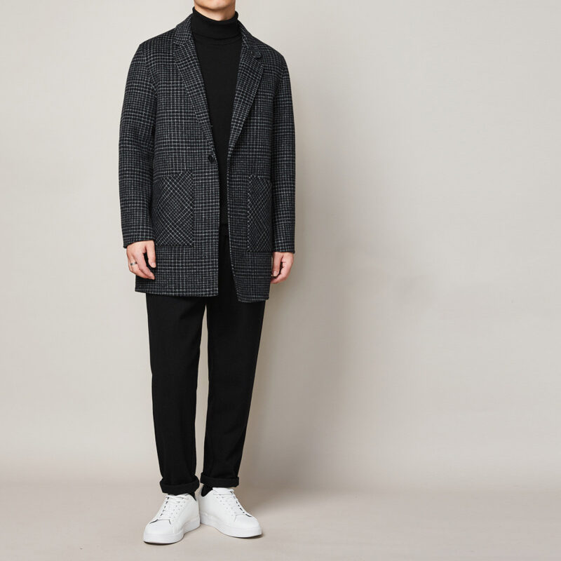 Men's Check Woolen Coat Thick Handmade Double-Sided Woolen Coat - Image 4