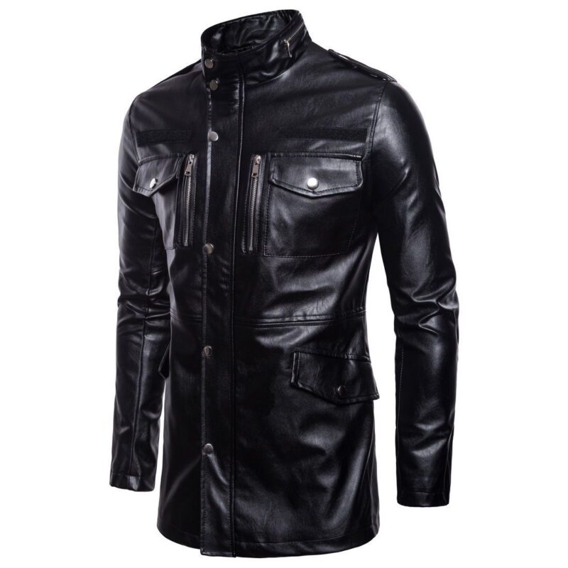 Men's mid-length leather jacket - Image 5