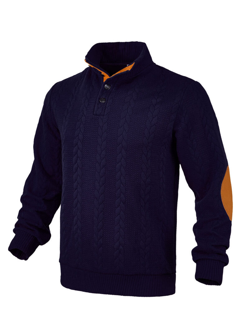 Men's Jacquard Sweater Affixed Cloth Embroidered Lapel - Image 4