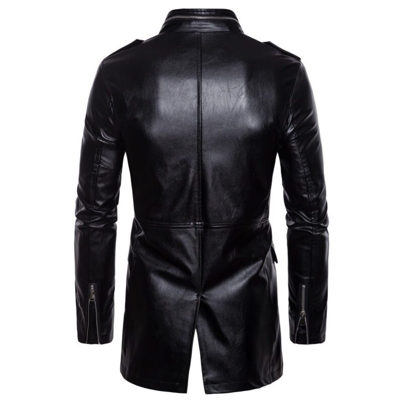 Men's mid-length leather jacket - Image 4