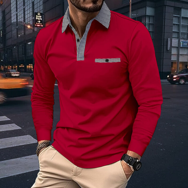 Men's Stylish Long Sleeve Polo Shirt - Image 6