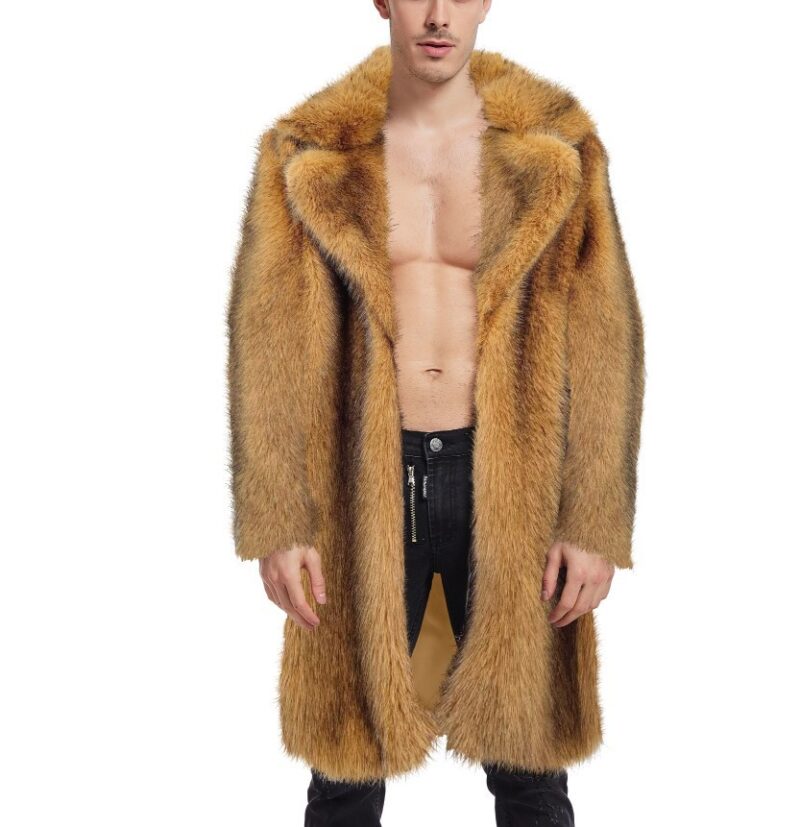 European And American Men's Artificial Fur Long Coat - Image 3