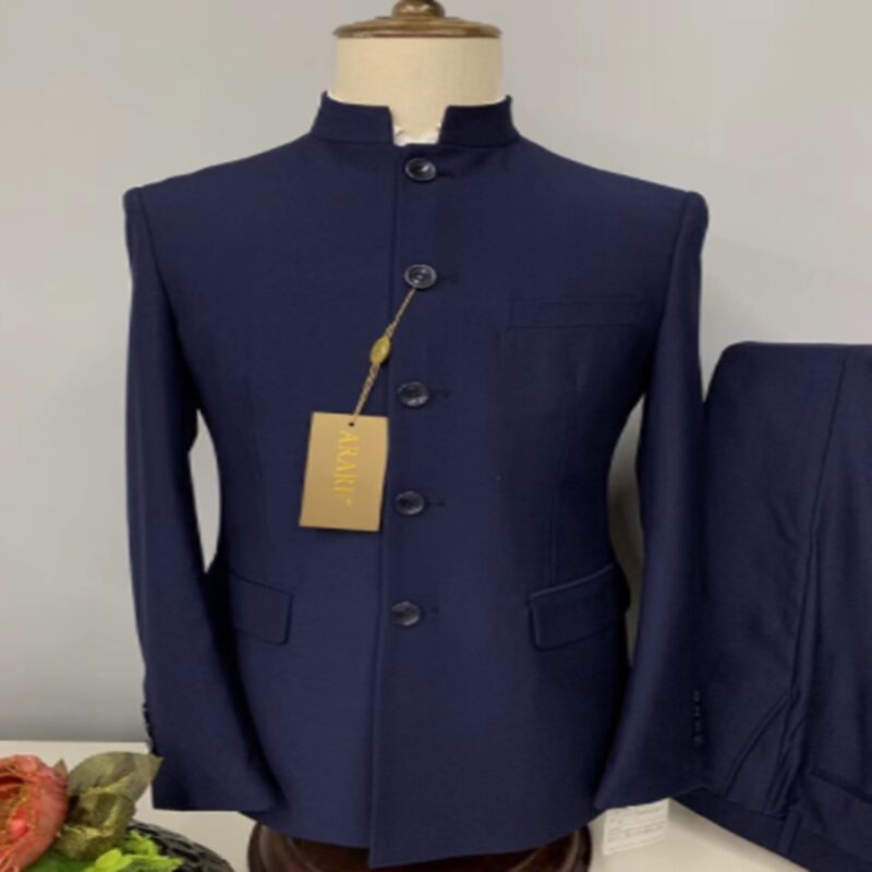 Zhongshan Collar Suit Men's Business Wedding Groom Stand Collar Self-cultivation - Image 3