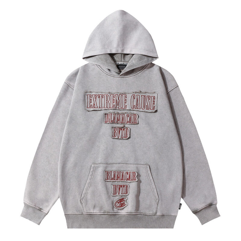 Letter Patch Embroidered Decorative Hoodie - Image 4