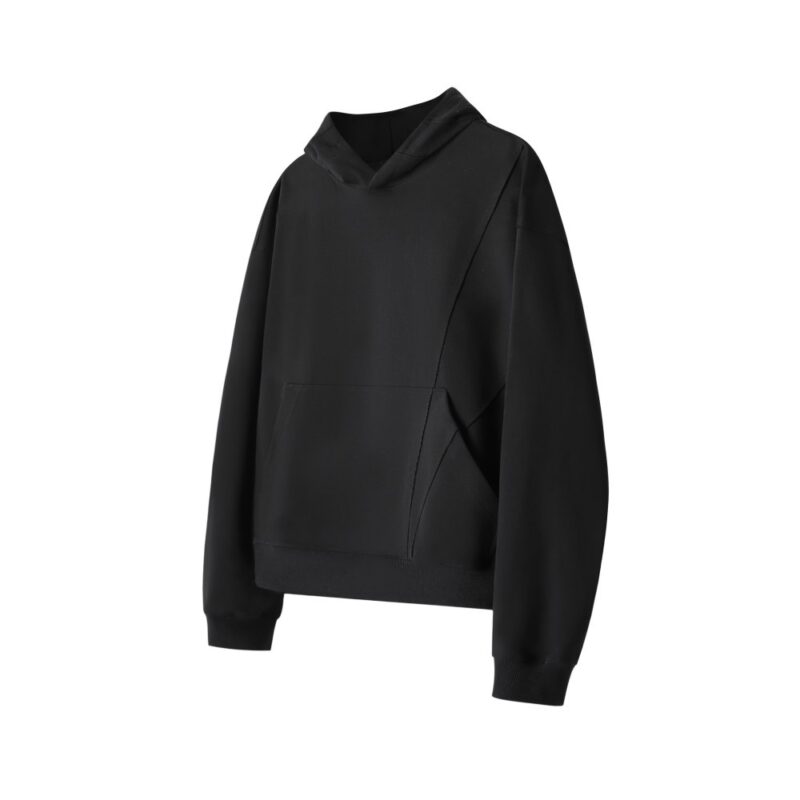 Solid Color Hooded Stitching Thread Sweater - Image 8