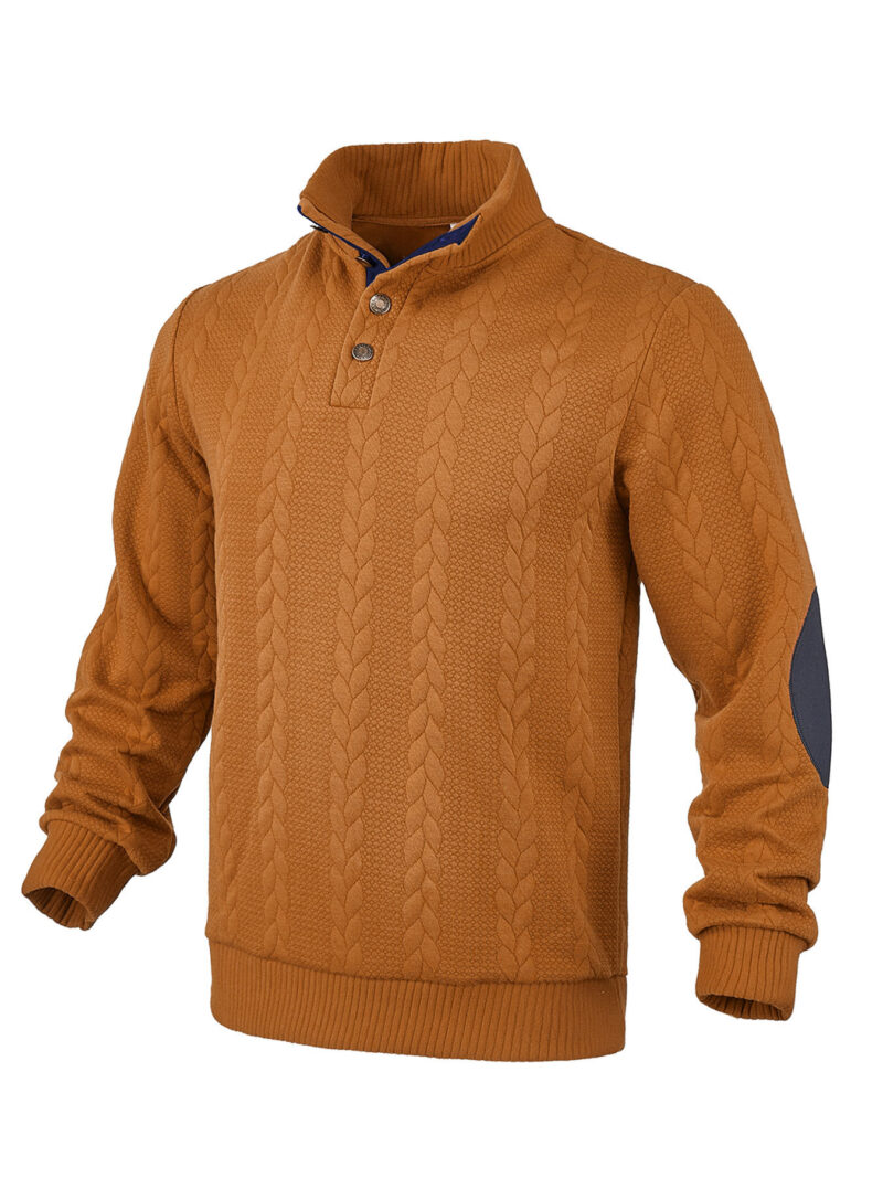 Men's Jacquard Sweater Affixed Cloth Embroidered Lapel - Image 5