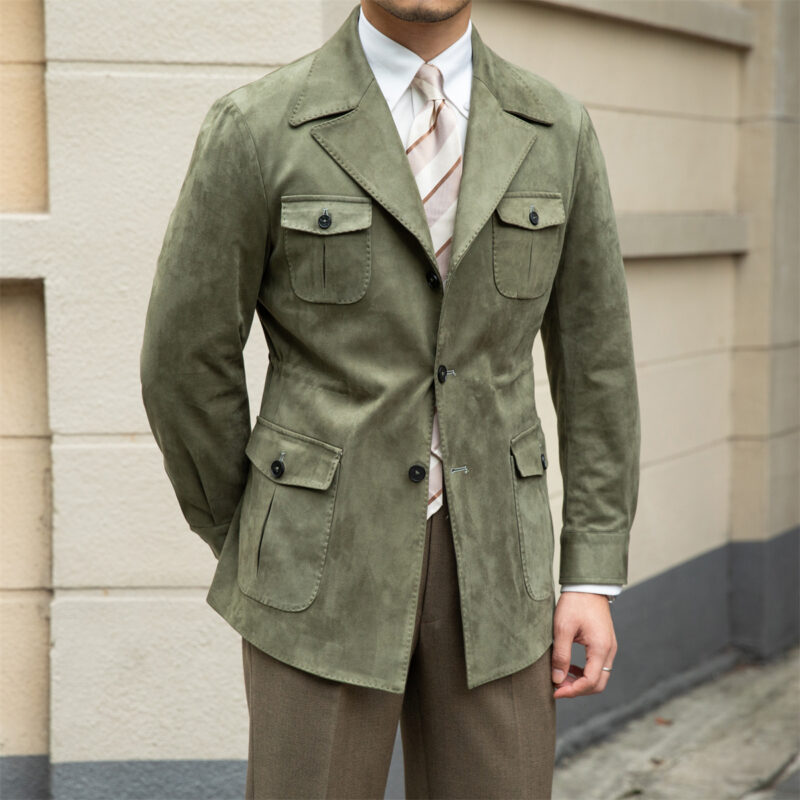 Suede Safari Jacket With Slim Fit - Image 5