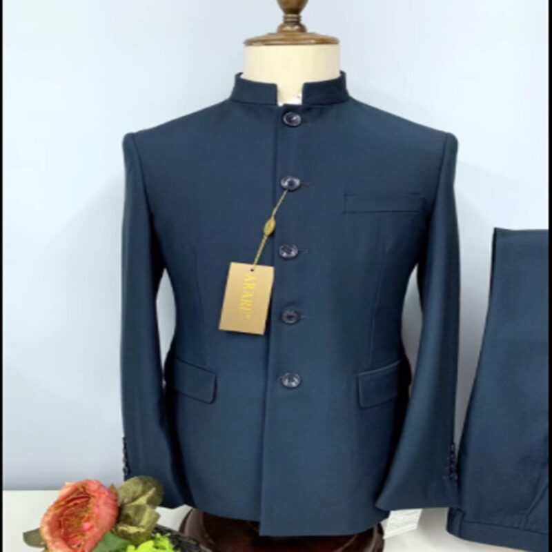 Zhongshan Collar Suit Men's Business Wedding Groom Stand Collar Self-cultivation - Image 4