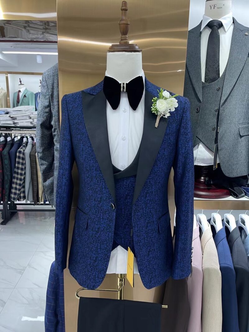 Jacquard Men's Wedding Casual Host Suit 3-piece Set - Image 2