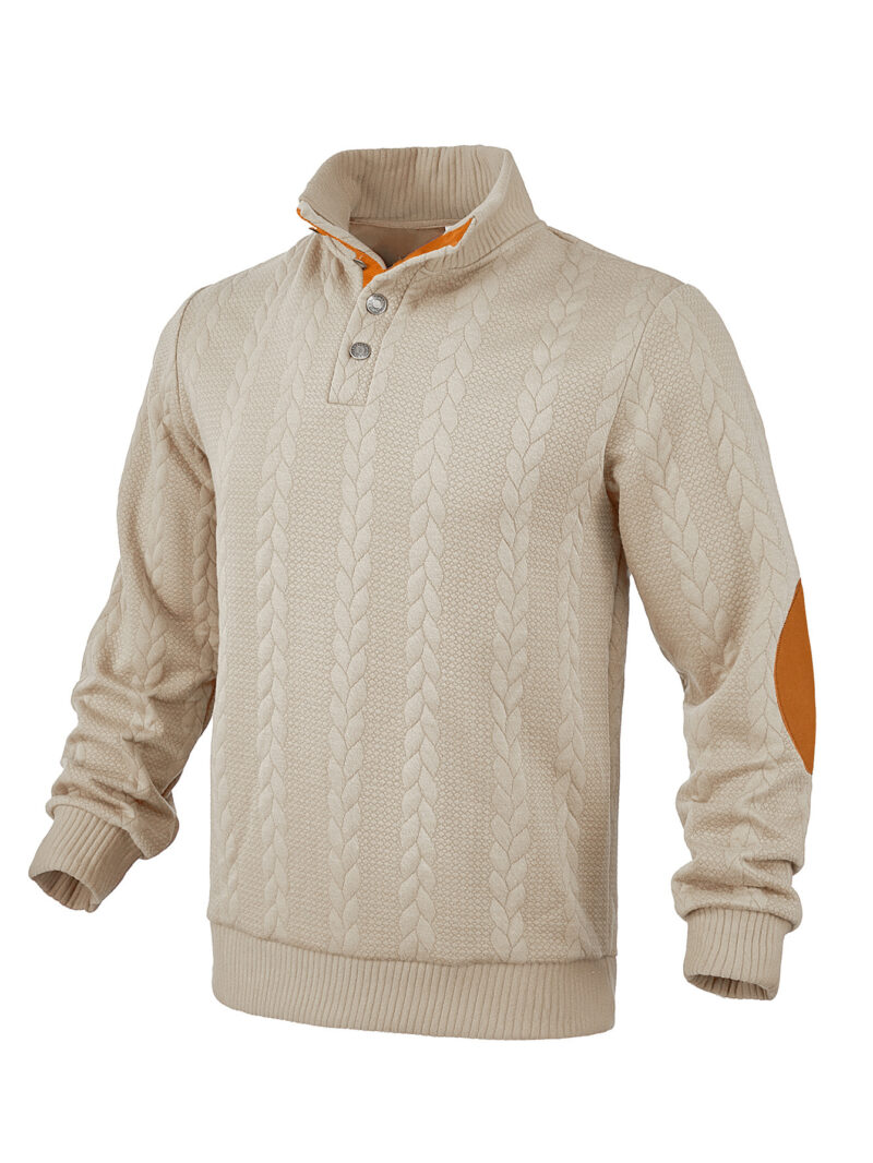 Men's Jacquard Sweater Affixed Cloth Embroidered Lapel - Image 10