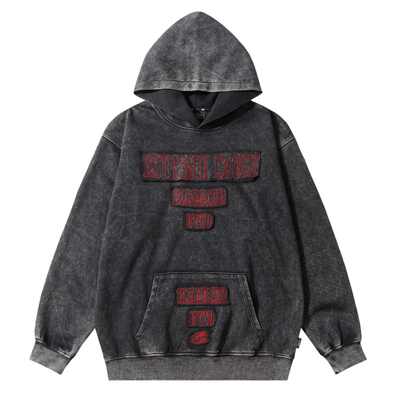 Letter Patch Embroidered Decorative Hoodie - Image 3