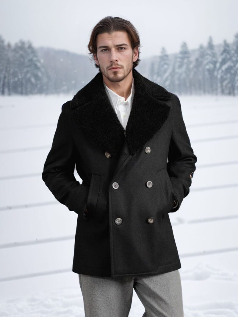 Men's woolen coat with double breasted cotton cashmere jacket - Image 7