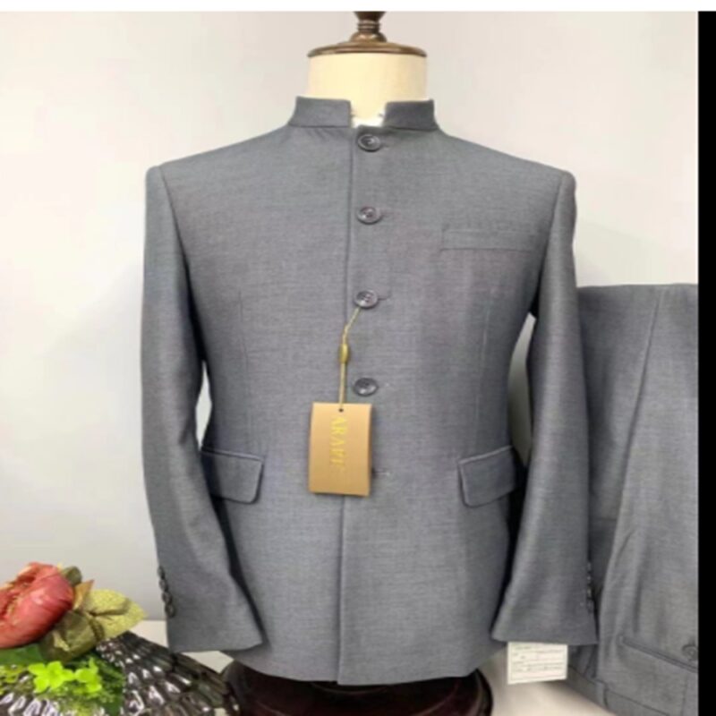 Zhongshan Collar Suit Men's Business Wedding Groom Stand Collar Self-cultivation - Image 2