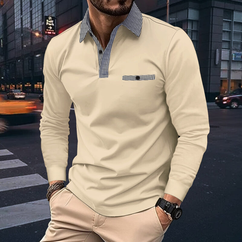 Men's Stylish Long Sleeve Polo Shirt - Image 3