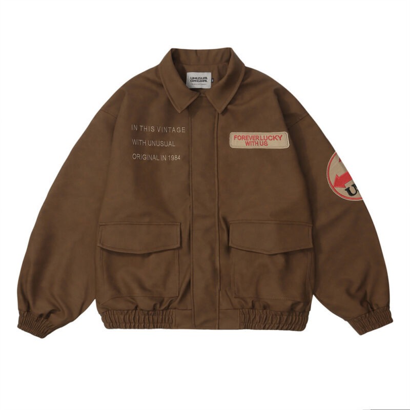 Men's Paste Cloth Embroidery Letter Coat