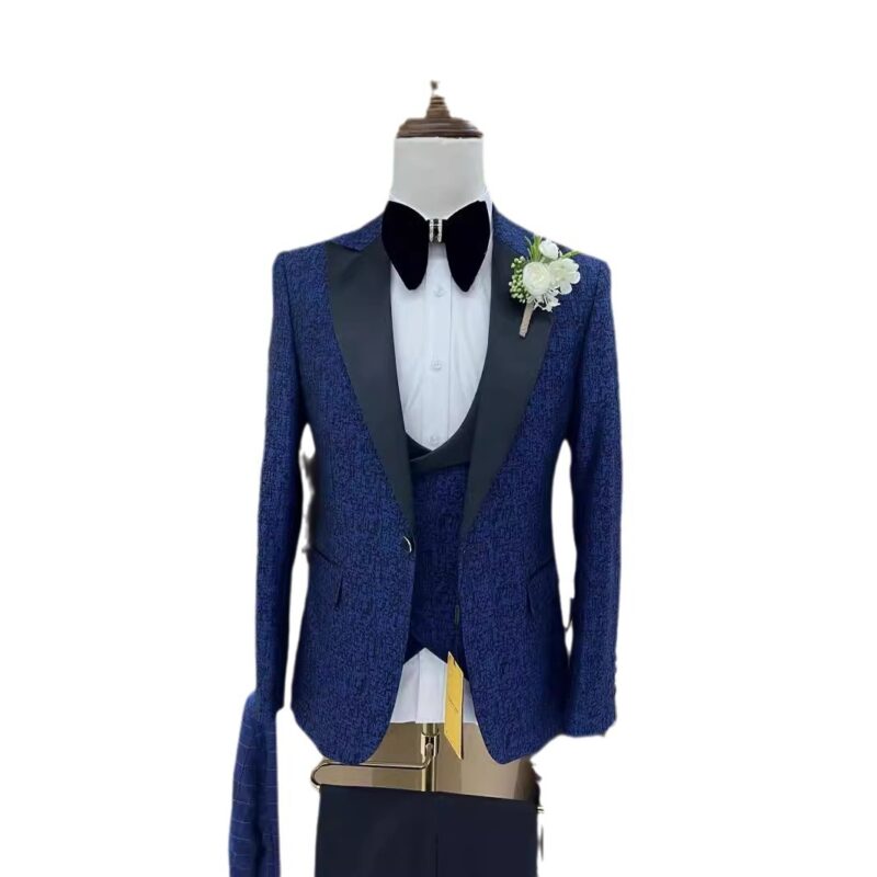 Jacquard Men's Wedding Casual Host Suit 3-piece Set - Image 4