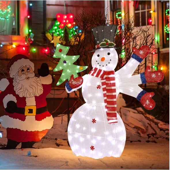 LED Snowman with Mittens Holiday Decor