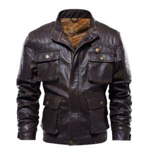 PU men's washed retro men's leather jacket