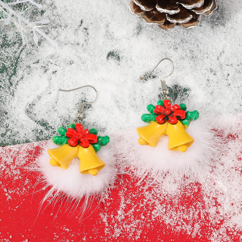 Winter Snowflake Hair Ball Earrings Ins Cute Christmas Elk Santa Claus Stock Element Earrings Women Jewelry - Image 6