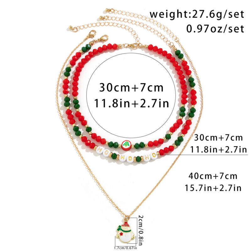 Beaded Women's Necklace Christmas Snowman Gift Imitation Crystal Ornament - Image 4