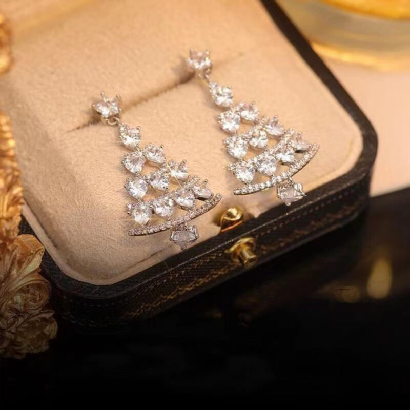 Women's High-quality Silver Needle Christmas Tree Earrings - Image 3