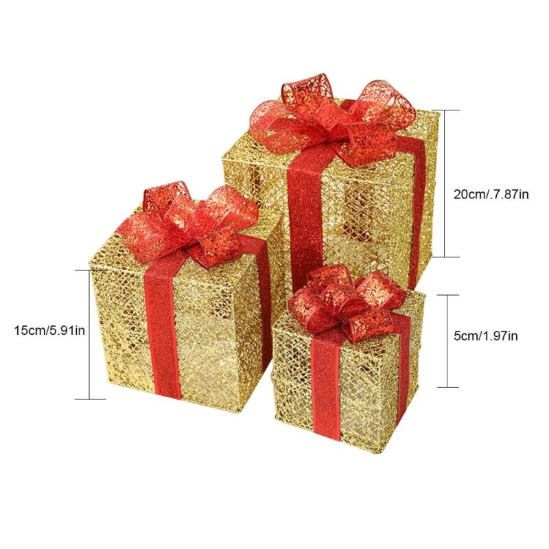 Gold LED Christmas Gift Box Trio - Image 6