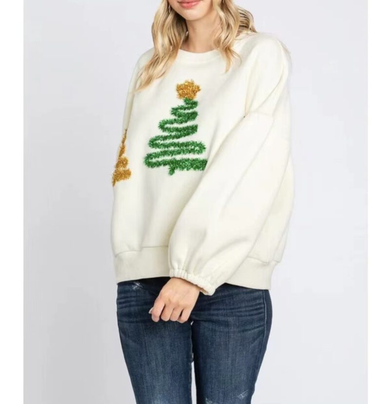 Women's Christmas Tree Casual Pullover Long Sleeve Sweater - Image 10