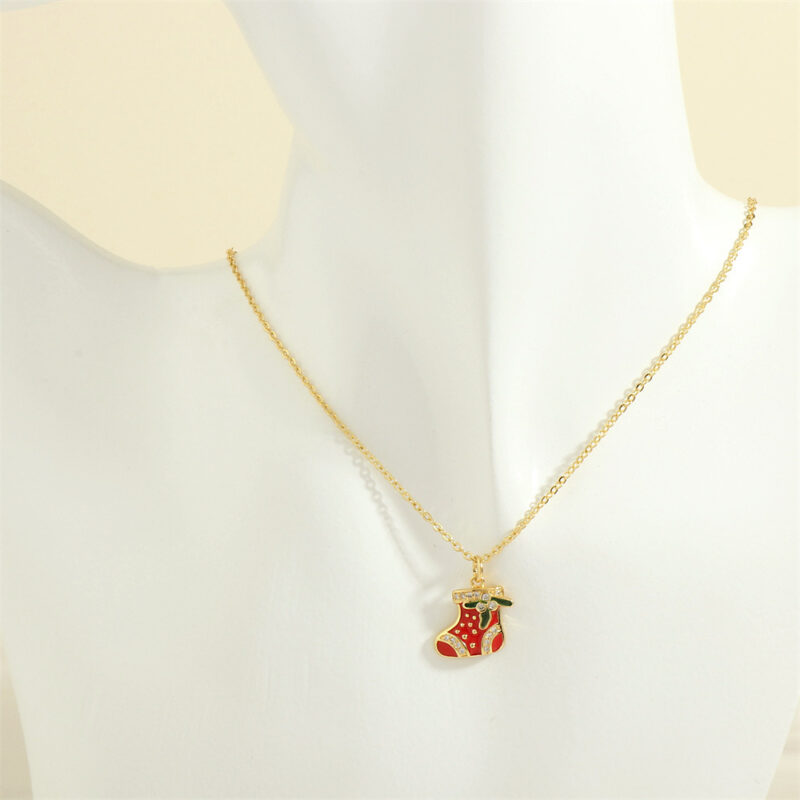 Christmas Tree Santa Claus Elk Snowman Oil-drop Necklace With Colored Rhinestones Ins Festival Clavicle Chain Necklace For Women Jewelry - Image 7