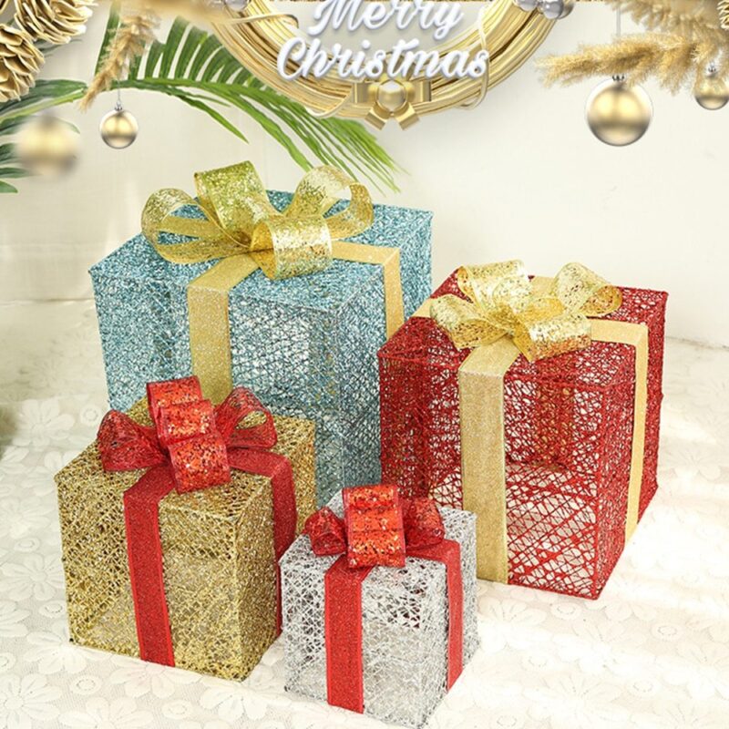 Gold LED Christmas Gift Box Trio - Image 5