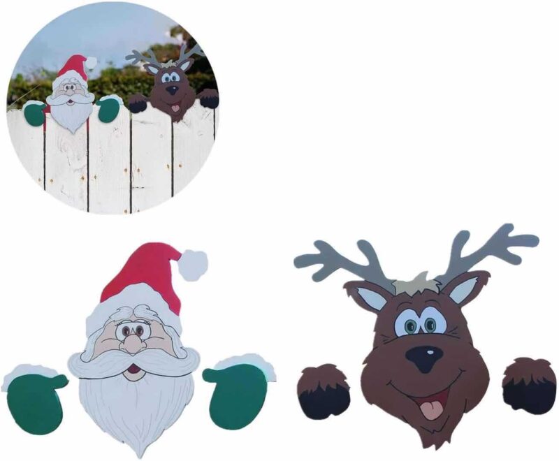 Festive Fence Peekers - Santa & Reindeer - Image 2