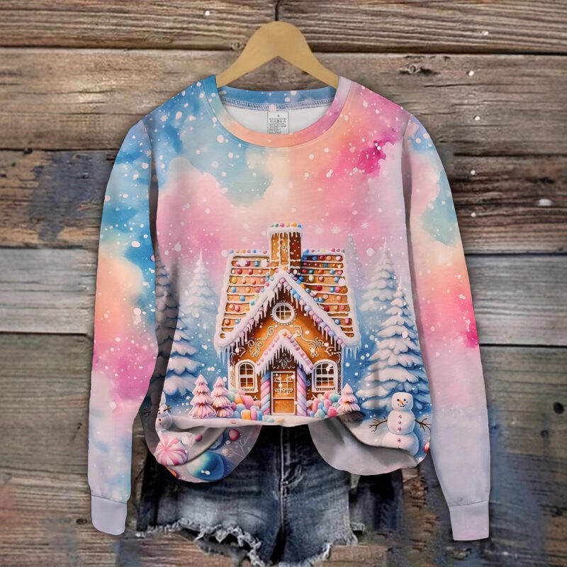 Christmas Christmas Building Snowman Snowflake Graphic Sweater - Image 3