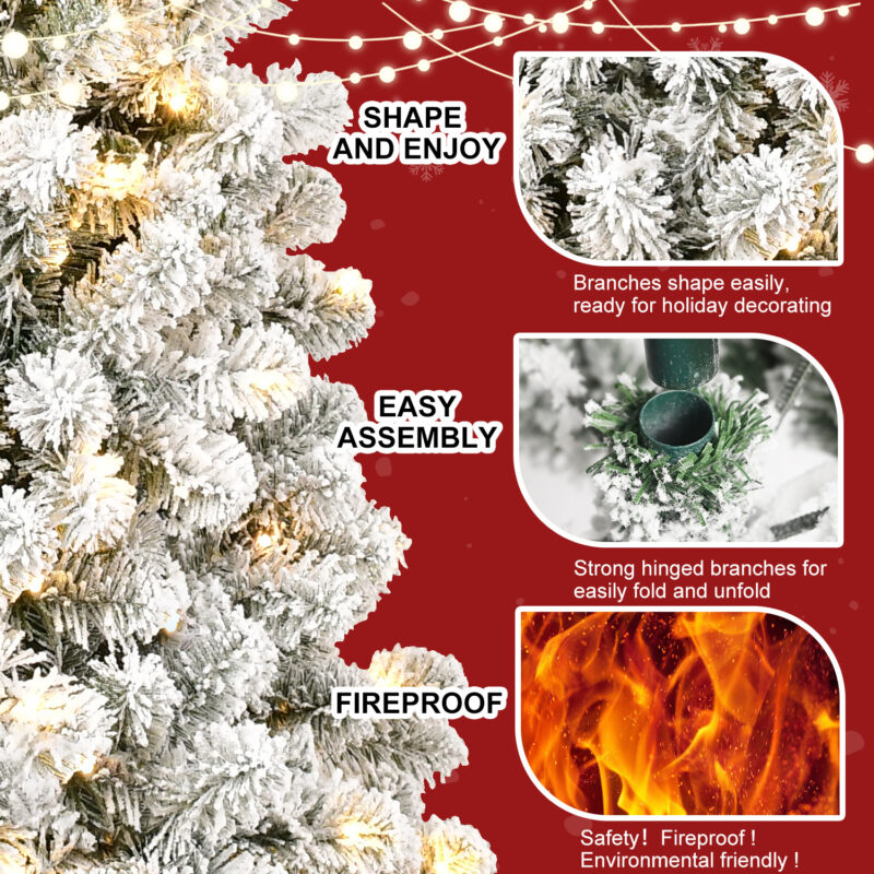 Snow-Flocked Artificial Christmas Tree - Image 3