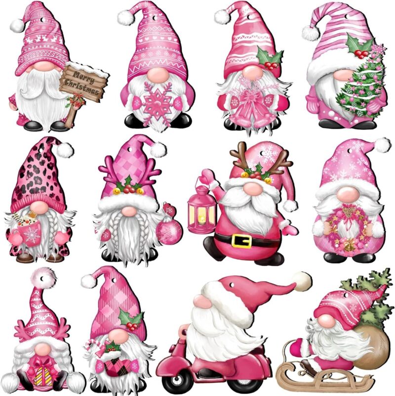 Pink Christmas Gnome Ornament Set - Image 5