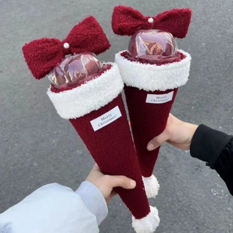 Velvet Holiday Gift Cone with Bow