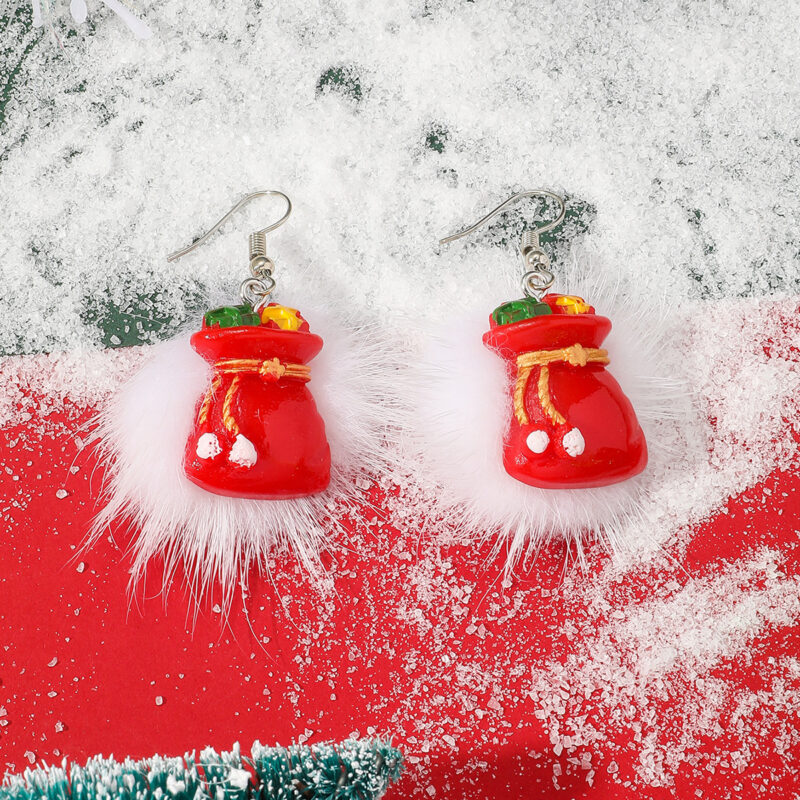 Winter Snowflake Hair Ball Earrings Ins Cute Christmas Elk Santa Claus Stock Element Earrings Women Jewelry - Image 10